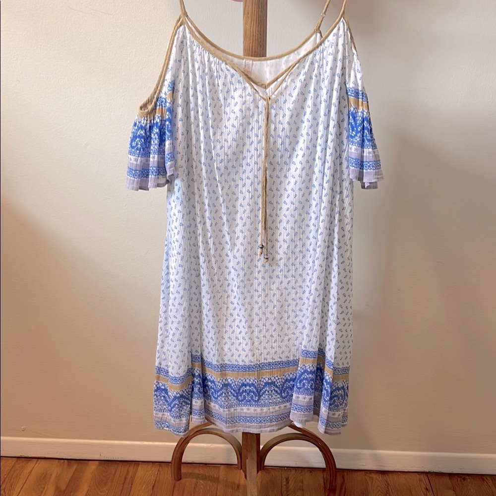 Free People Boho Dress with Blue Floral Design